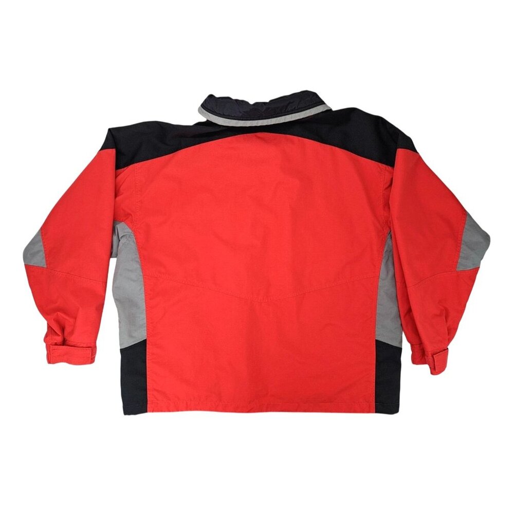 Vintage Columbia Men XL Red Black Gray Jacket Zip Snap Toggle Hem Windbreaker - Picture 2 of 13
